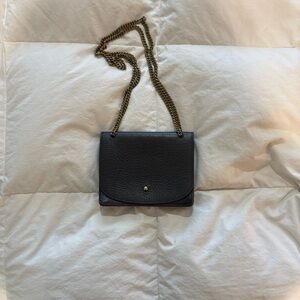 Madewell - Classic Black Leather - MINI - Crossbody or Shoulder Bag w/Gold Chain